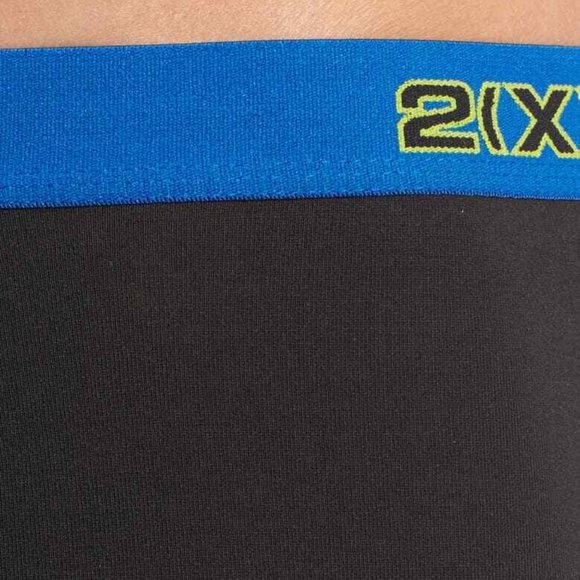 2XIST Men's M BLACK Performance 2-Pack Stretch Boxer Briefs (1 PINK,1 BLUE BAND) - Picture 4 of 5